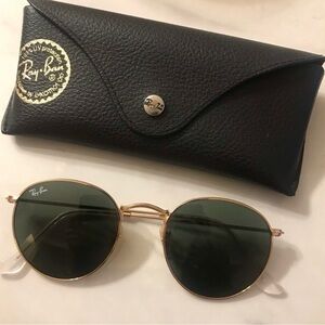 Ray-Ban Gold and Green Round Sunglasses